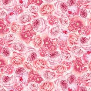 Belle Fleur Packed Pink Roses by Timeless Treasures CD3006 Rose sold by the 1/2 yd.