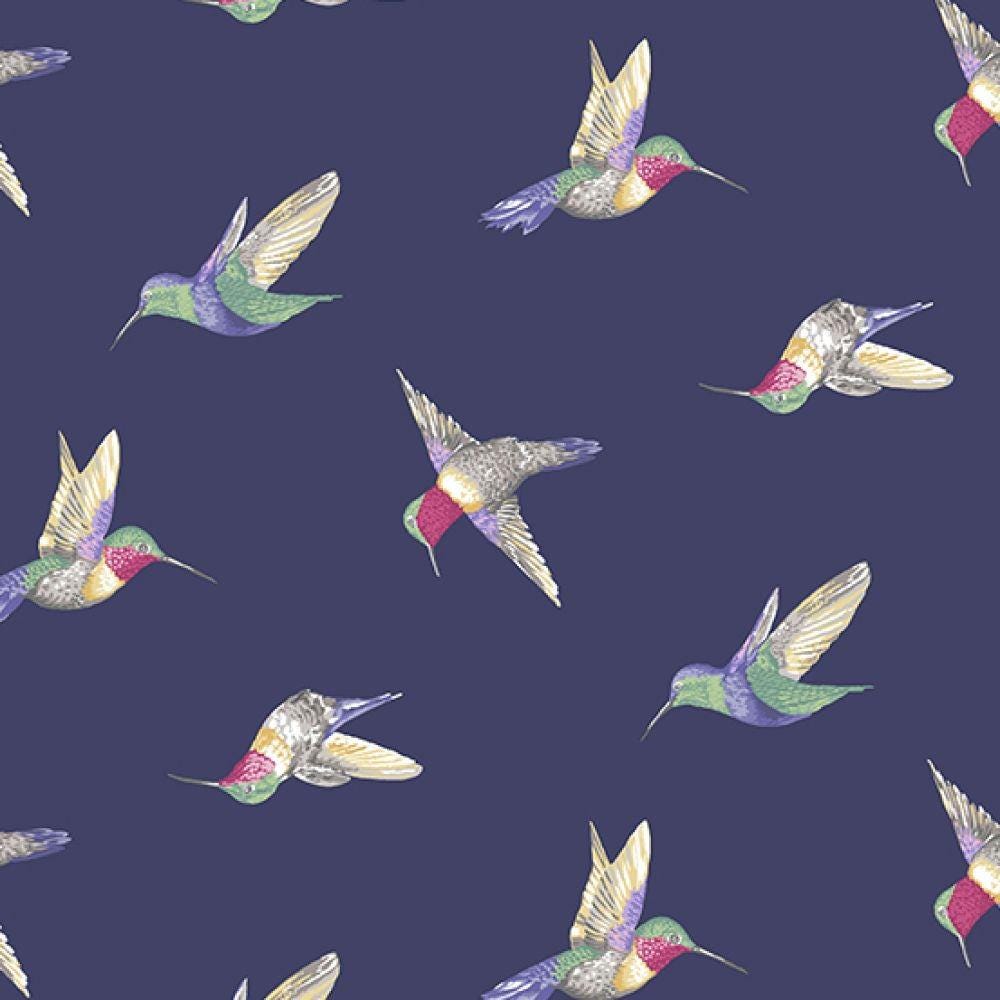 Avalon Hummingbirds by Andover Fabrics 697-Blue one yard 23" remnant