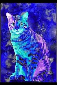 Bijoux Blue Cat Panel by Chong-a Hwang for Timeless treasures 2240-Royal 24"X43"