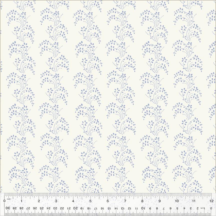 Jasper Blue Border Lace by Whistler Studios for Windham Fabrics 54368-1 Ivory sold by the 1/2 yd.