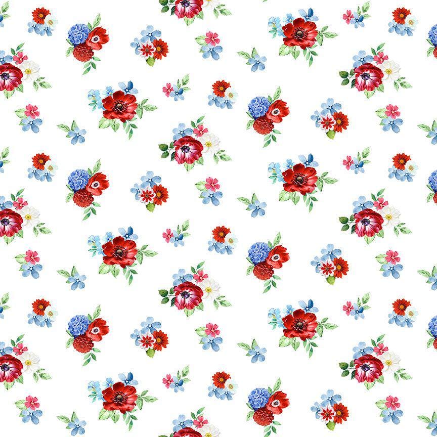 Stars and Stripes by Timeless Treasures FLEUR CD3271 White sold by the 1/2 yd.