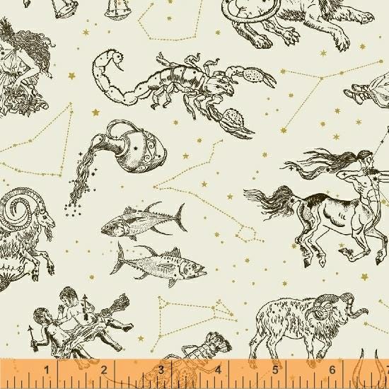 Stargazer by Whistler Studios for Windham Fabrics 51757M-2 White sold by the 1/2 yd.