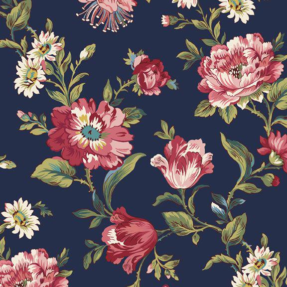 Midnight Meadow by Smithsonian Inst. for Marcus R650840 Navy sold by the 1/2 yd.