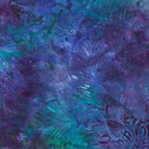 Blue Green Floral Batik by High Fashion Fabrics for Timeless Treasures 1726-9812 sold by the 1/2 yd.