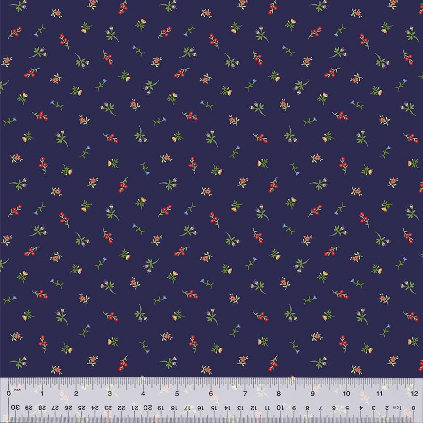 Lily Floral Spritz by Whistler Studios for Windham Fabrics 54557-7 Royal sold by the 1/2 yd.
