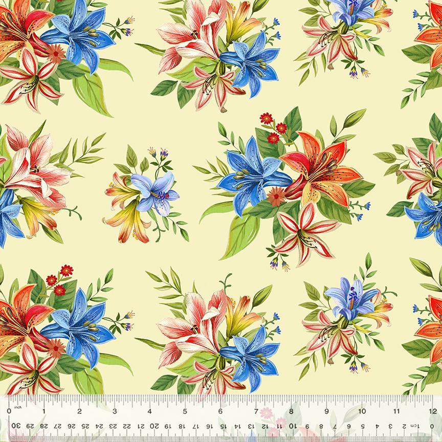Lily Splendid Lilies by Whistler Studios for Windham Fabrics 54554-1 Ivory sold by the 1/2 yd