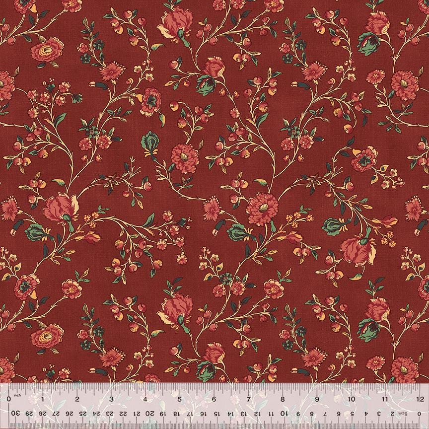 Duchess Blooming Vine by Whistler Studios for Windham Fabrics 54576-1 Berry sold by the 1/2 yd.