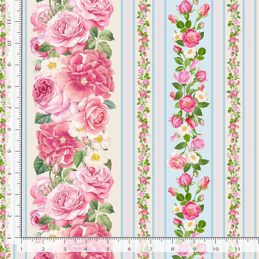 Fleur 11" Border Stripe by Timeless Treasures CD 3002 Multi sold by the 1/2 yd.