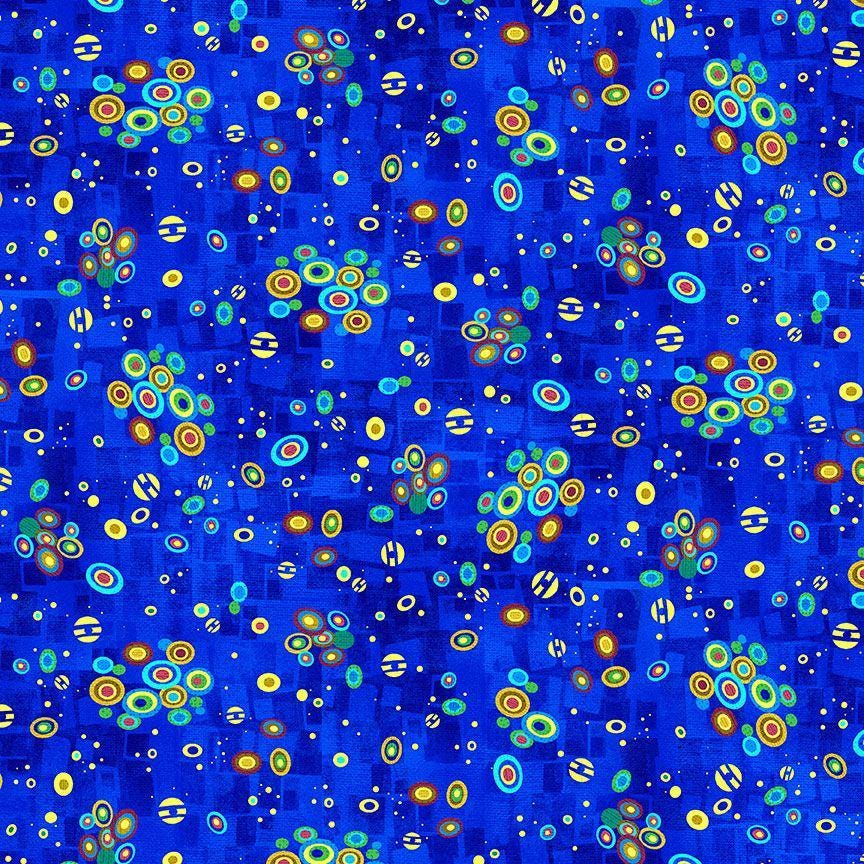 Gilded Plume Floating Circles  by Chong-a Hwang for Timeless Treasures CM3435 Royal sold by the 1/2 yd.