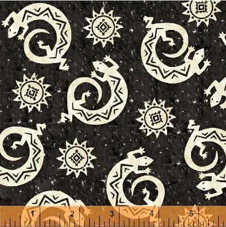 Coyote Canyon by Whistler Studios for Windham Fabrics 51391-2 Black sold by the 1/2 yd.