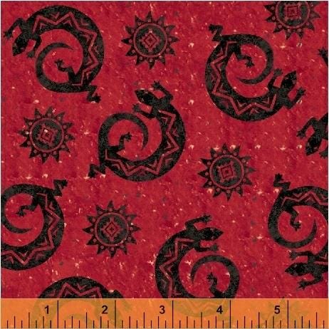 Coyote Canyon by Whistler Studios for Windham Fabrics 51391-4 Red sold by the 1/2 yd.