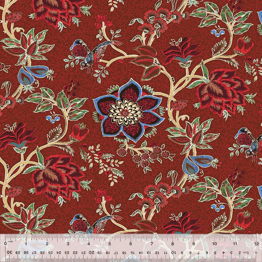 Duchess Scarlet Serenade  by Whistler Studios for Windham Fabrics 54575-1 Berry sold by the 1/2 yd.