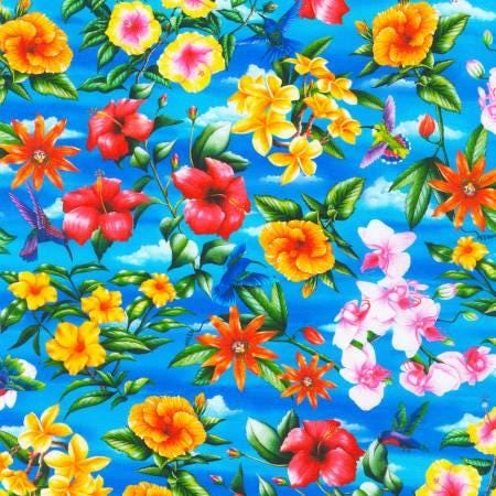 Tropical Canyon by Carolyn Steele for Robert Kaufman 21695-455 Blue sold by the 1/2 yd.