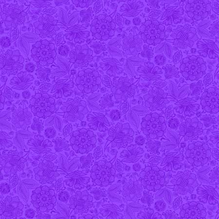 Indigo Garden Packed Jacobean Toile by Timeless Treasures CD3414 Purple sold by the 1/2 yd.