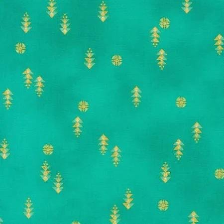 Ancient Beauty by StudioRK for Robert Kaufman 22118-81 Turquoise sold by the 1/2 yd.