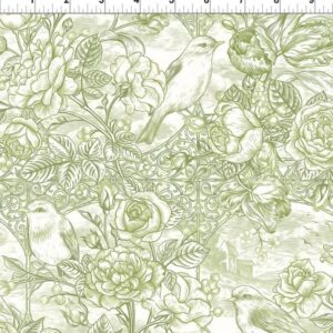 Romance Bird Toile by Jason Yenter for In The Beginning 11BQR-4 Turquoise two yard remnant
