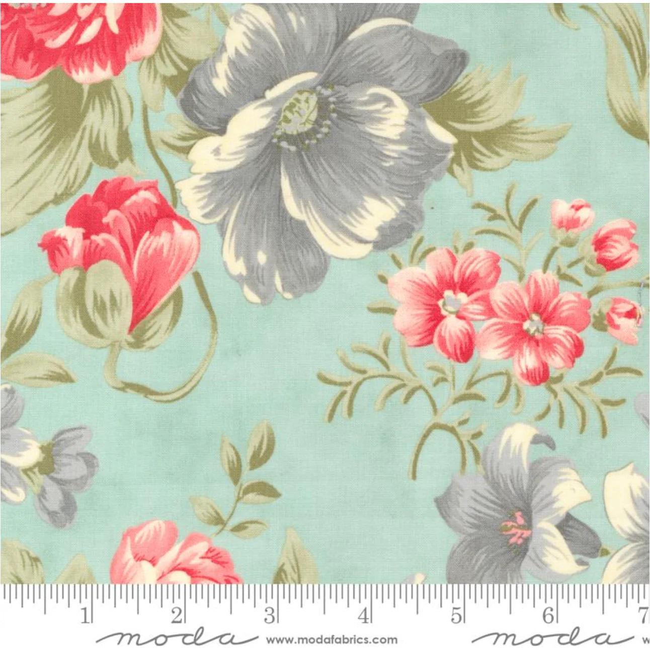 Collections For A Cause Etchings by 3 Sisters for Moda Fabrics 44330-12 Aqua sold by the 1/2 yd.