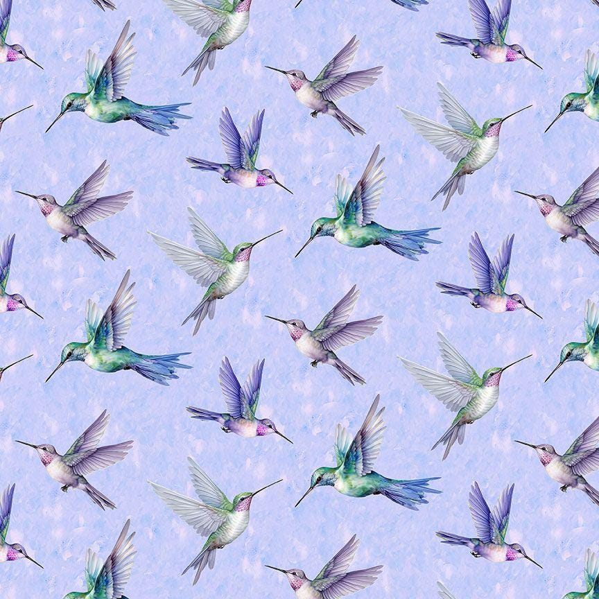 Garden Delight Flying Hummingbirds by Timeless Treasures BIRD- CD3507 Multi sold by the 1/2 yd.