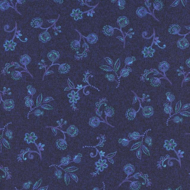 Indigo Garden Small Jacobean Floral by Timeless Treasures CD3415 Navy sold by the 1/2 yd.