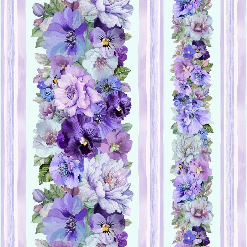 Garden Delight 11" Border Stripe by Timeless Treasures DOT- CD3501 Multi sold by the 1/2 yd.