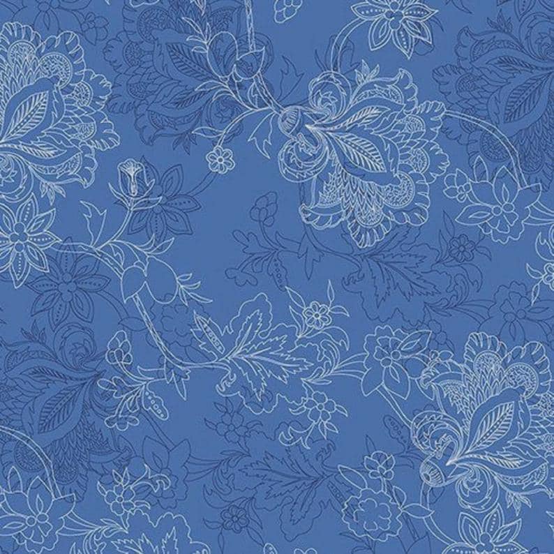 Brittany by Dover Hill for  Benartex 10034-50 Dk. Blue 2yd 24" remnant