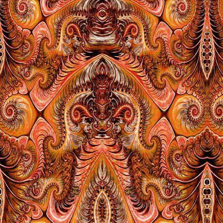 Twilight Medallions by Dan Morris for Q.T. Fabrics 29789-Orange sold by the 1/2 yd.