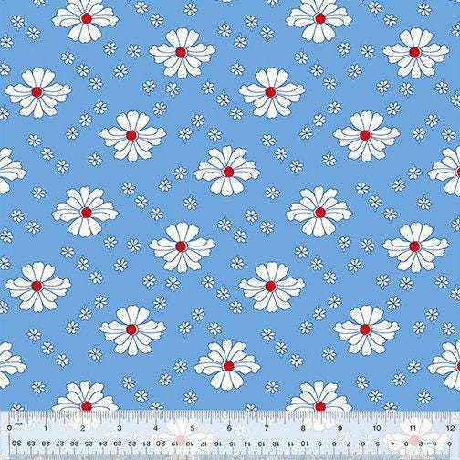 Garden Party by Whistler Studios for Windham Fabrics 539754  Blue Meadow sold by the 1/2 yd.