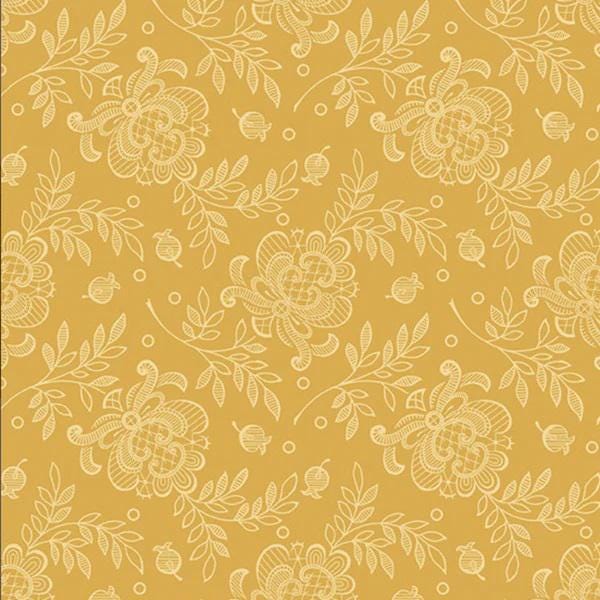 French Mill Lace Roses by Andover Fabrics A-738-Yellow sold by the 1/2 yd.