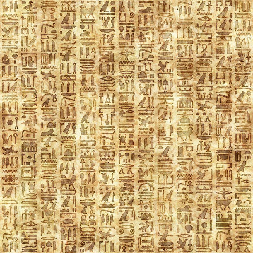 Pharaoh Hieroglyphics by Dan Morris for Q.T. Fabrics 29744E Cream one yard 21" remnant