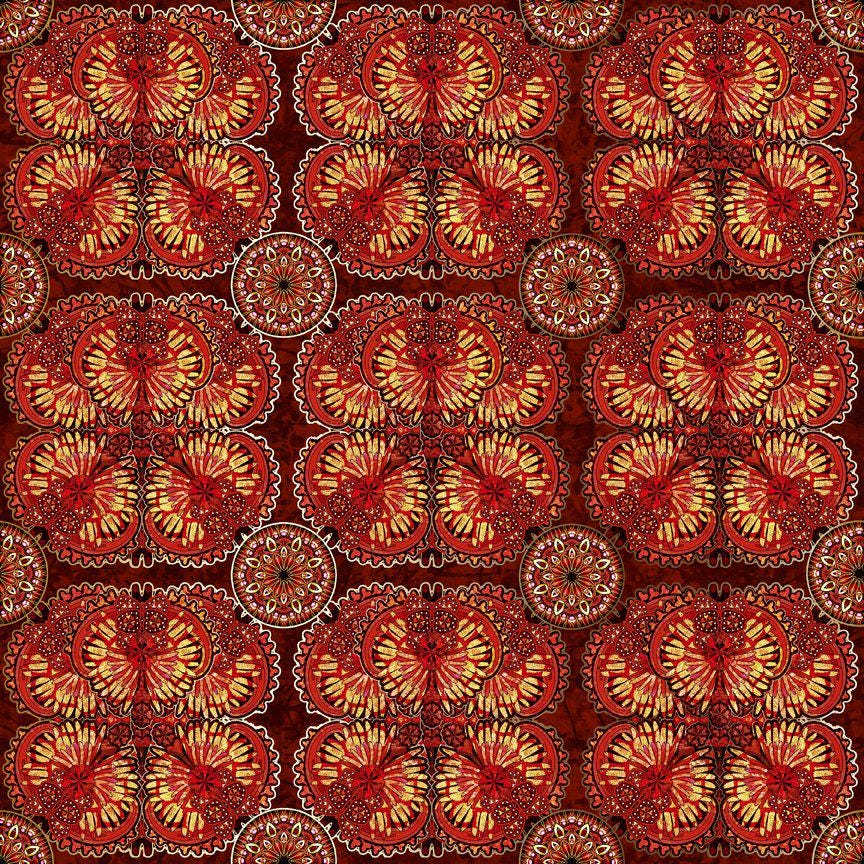 Pharaoh by Dan Morris for Q.T. Fabrics 39743-T Red Medallions sold by the 1/2 yd.