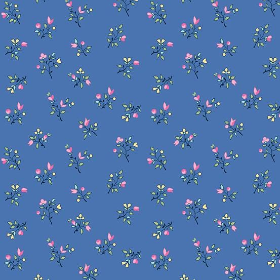 Flowery by Andover Fabrics A-845-B1 Blue sold by the 1/2 yd