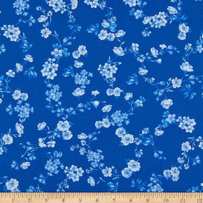 Petite Fleur Vine by Greta Lynn for Kanvas 07906-52 Cobalt sold by the 1/2 yd.