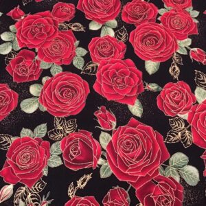 Gilded Rose by Chong-a Hwang for Timeless Treasures CM 1251 Black sold by the 1/2 yd.