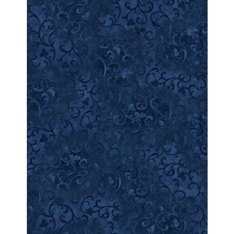 Essentials Scroll by Wilmington Prints 1077-89025-494 Navy sold by the 1/2 yd.