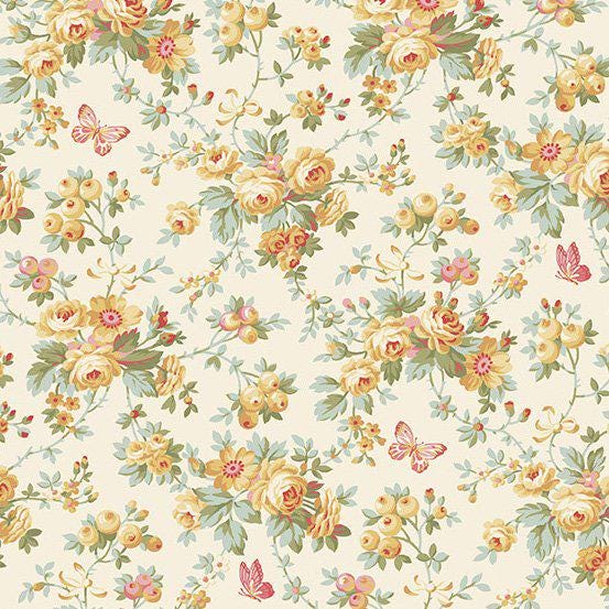 French Mill White Butterflies by Andover Fabrics A-736-L sold by the 1/2 yd.