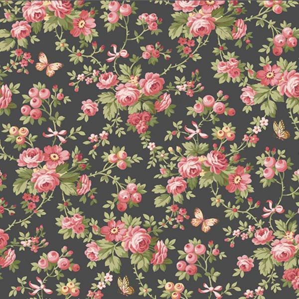 French Mill Black Butterflies by Andover Fabrics A-736-K sold by the 1/2 yd.