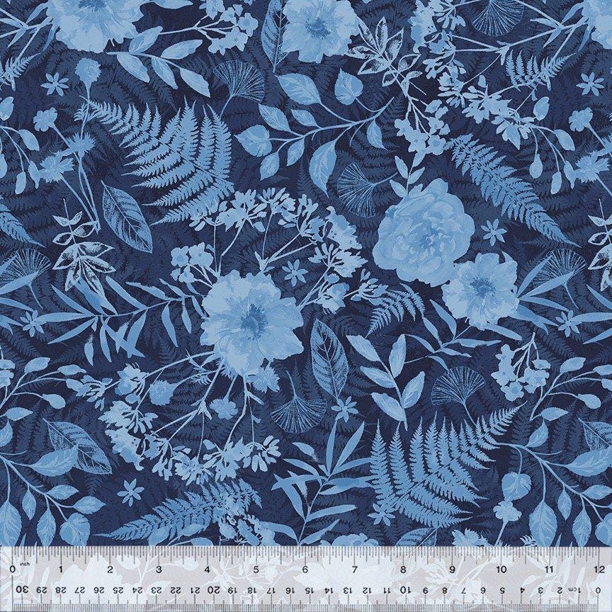 Botanical Blues Flower Press by Whistler Studios 53667-2 sold by the 1/2 yd.