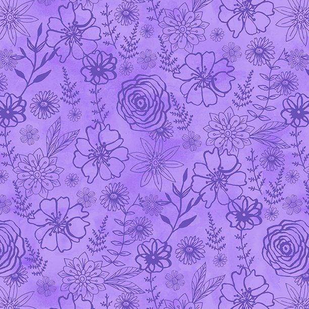 Fanciful Flight by Lori Seibert for Wilmington Prints  11177-660 Purple sold by the 1/2 yd.