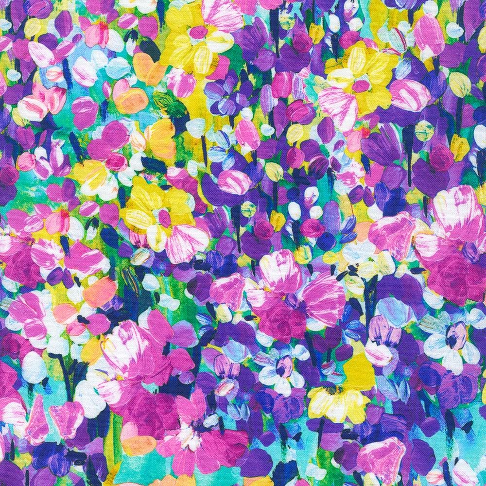 Painterly Petals Meadow by Robert Kaufman SKRD 22273-104 Primrose sold by the 1/2 yd.