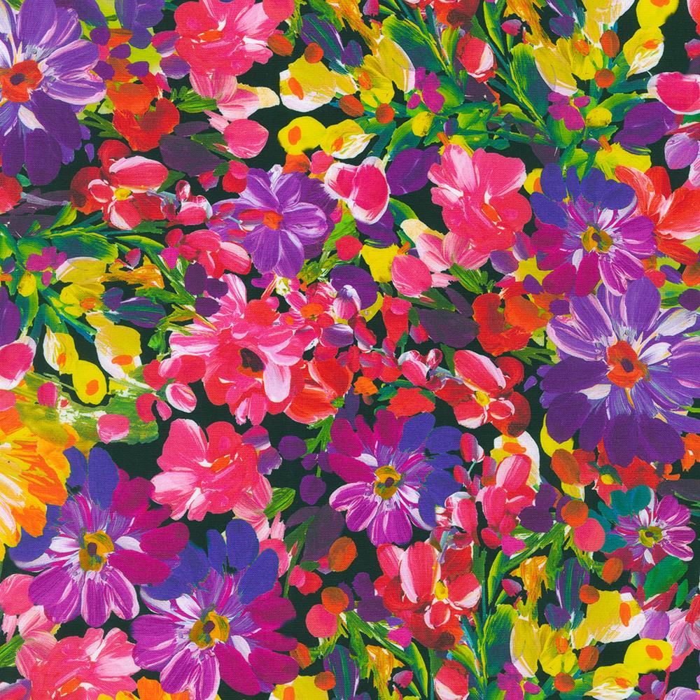 Painterly Petals Meadow by Robert Kaufman SKRD 22272-193 Summer 13" remnant