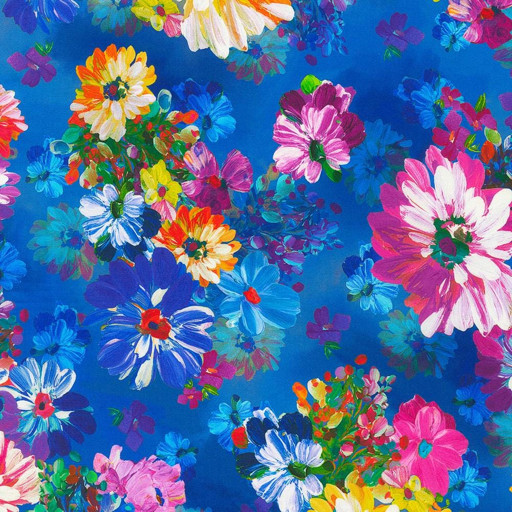 Painterly Petals Meadow by Robert Kaufman SKRD 22270-268 Nature sold by the 1/2 yd.