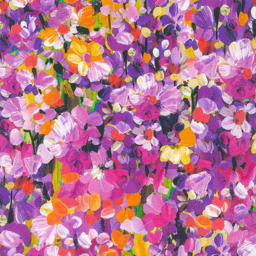 Painterly Petals Meadow by Robert Kaufman SKRD 22273-269 Park sold by the 1/2 yd.