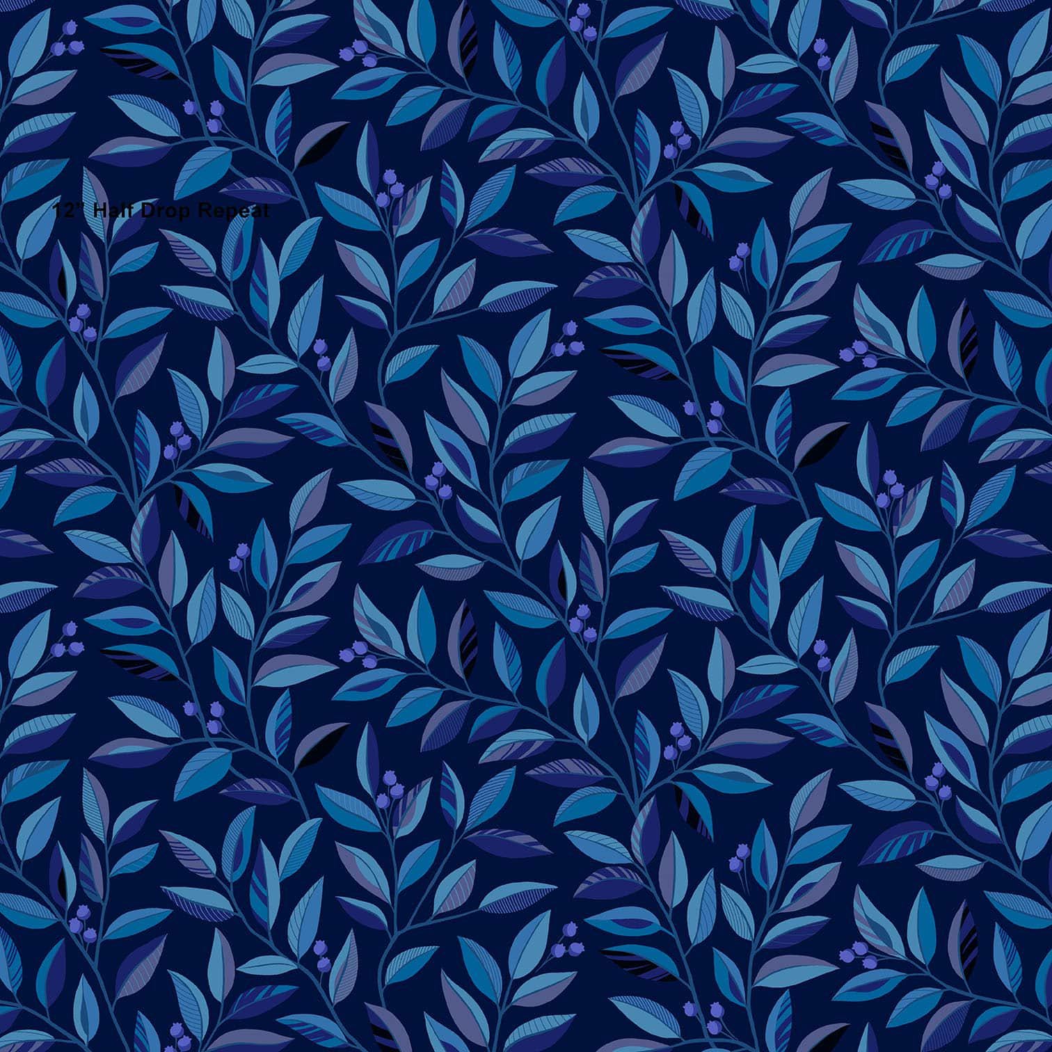 Divine Vines 108"X118" by Color Principle for Henry Glass Fabrics 2935W-77 Blue 108"X118" 3 yard Cut
