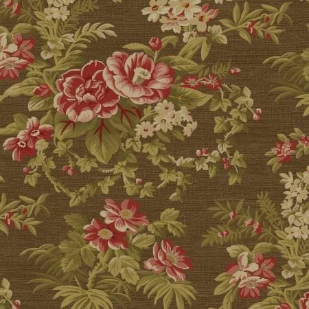 Haberdashery French Floral by Marcus Fabrics R520917D Brown sold by the 1/2 yd.