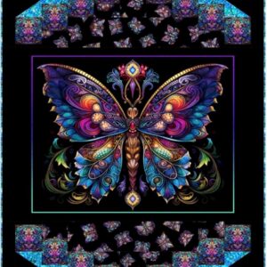 Butterfly Glass wall hanging Quilt Kit using the Night Flight Collection by Q.T. Treasures 40"X51"