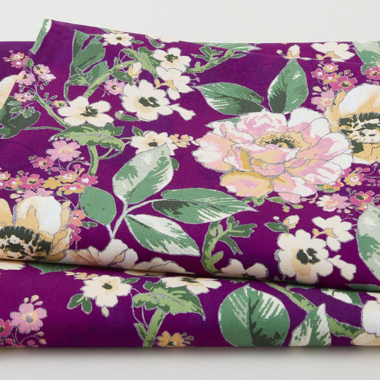 Decadent Blossoms by Robert Kaufman 23557 Orchid sold by the 1/2 yd.