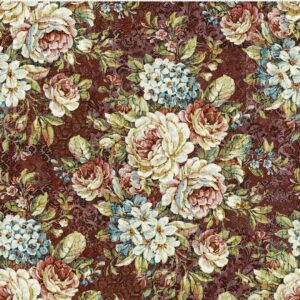 Carpet Bag Romance by Jason Yenter for In The Beginning Fabrics 1CBR-2 Red Bouquet sold by the 1/2 yd.