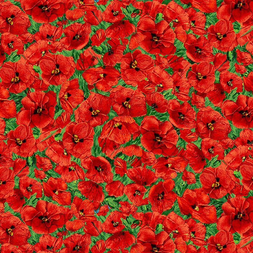 Forest Bloom by Chong-a Hwang for Timeless Treasures FLEUR-CD3722 Poppy sold by the 1/2 yd.