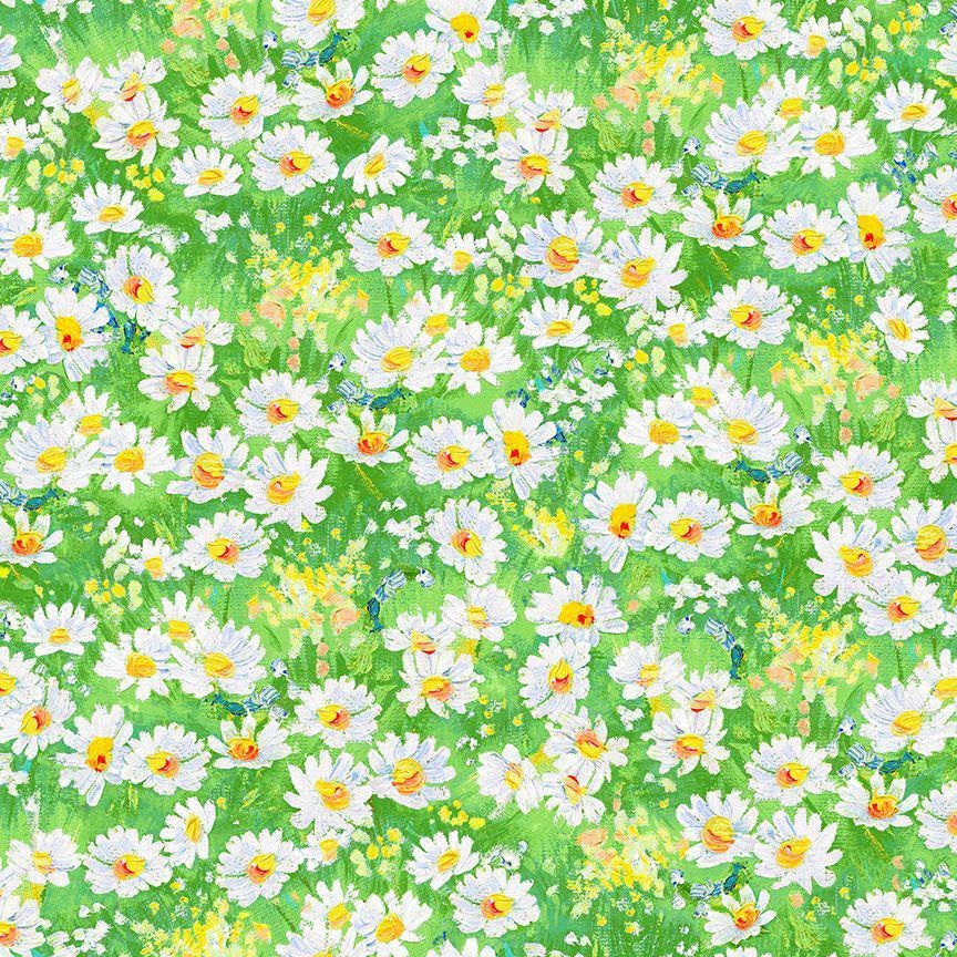 Forest Bloom by Chong-a Hwang for Timeless Treasures FLEUR-CD3723 Green sold by the 1/2 yd.