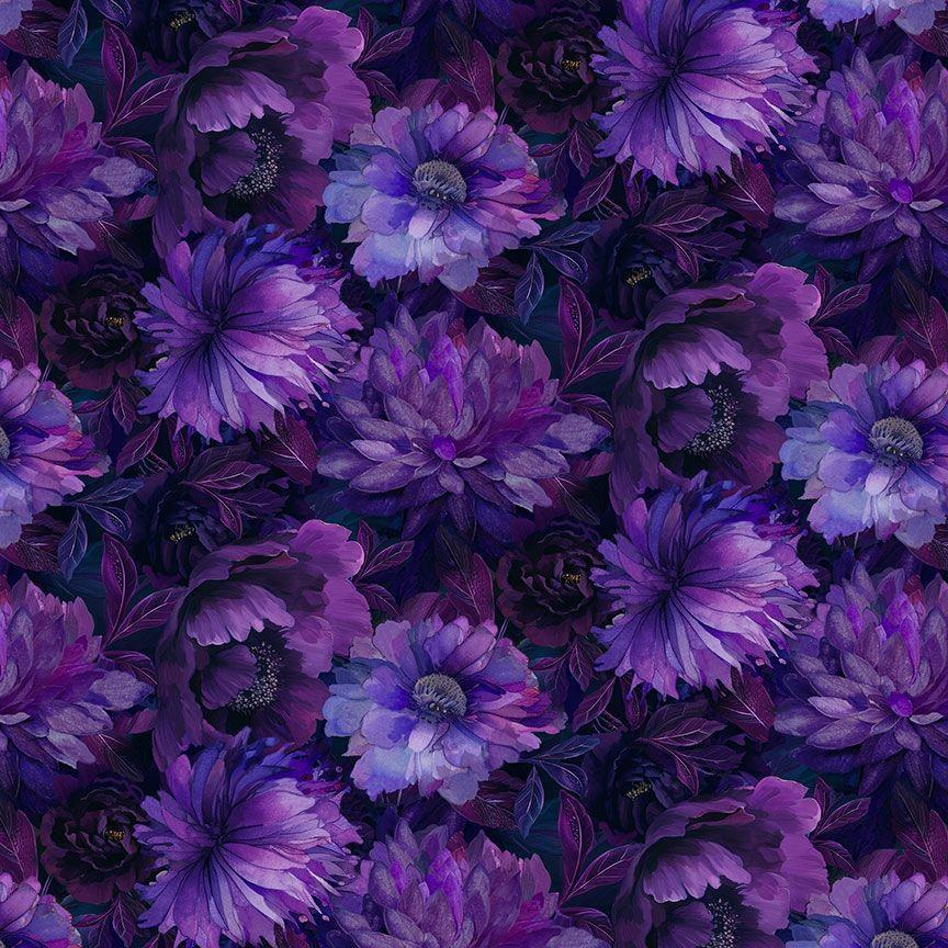 Dragonfly Mist Large Floral by Timeless Treasures NATURE-CD3893 Violet sold by the 1/2 yd.